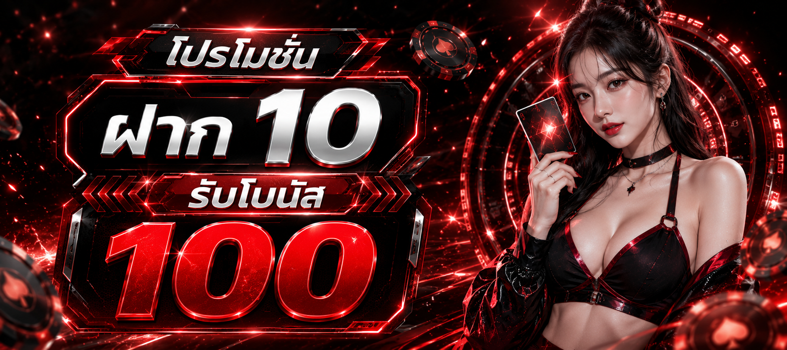 TUNDER24HT โปรโมชั่นฝาก 10 รับโบนัส 100 คาสิโนออนไลน์ธีมแดงดำ